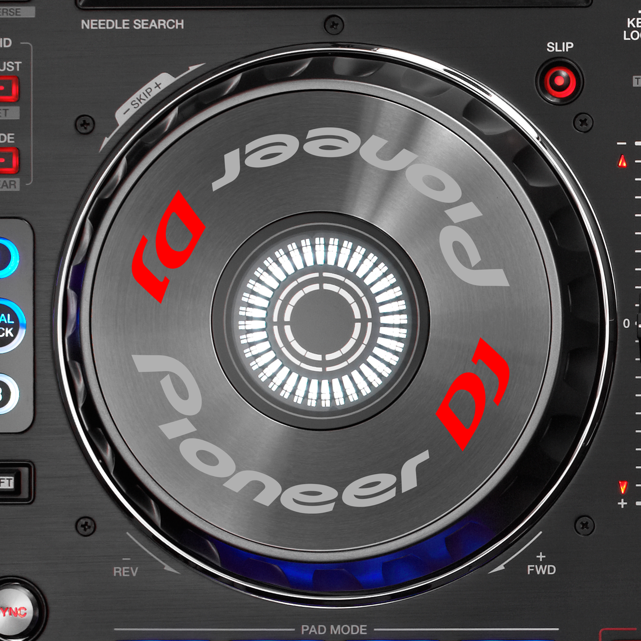 Pioneer DJ DDJ SX Jogwheel Logo Sticker GRAU ROT