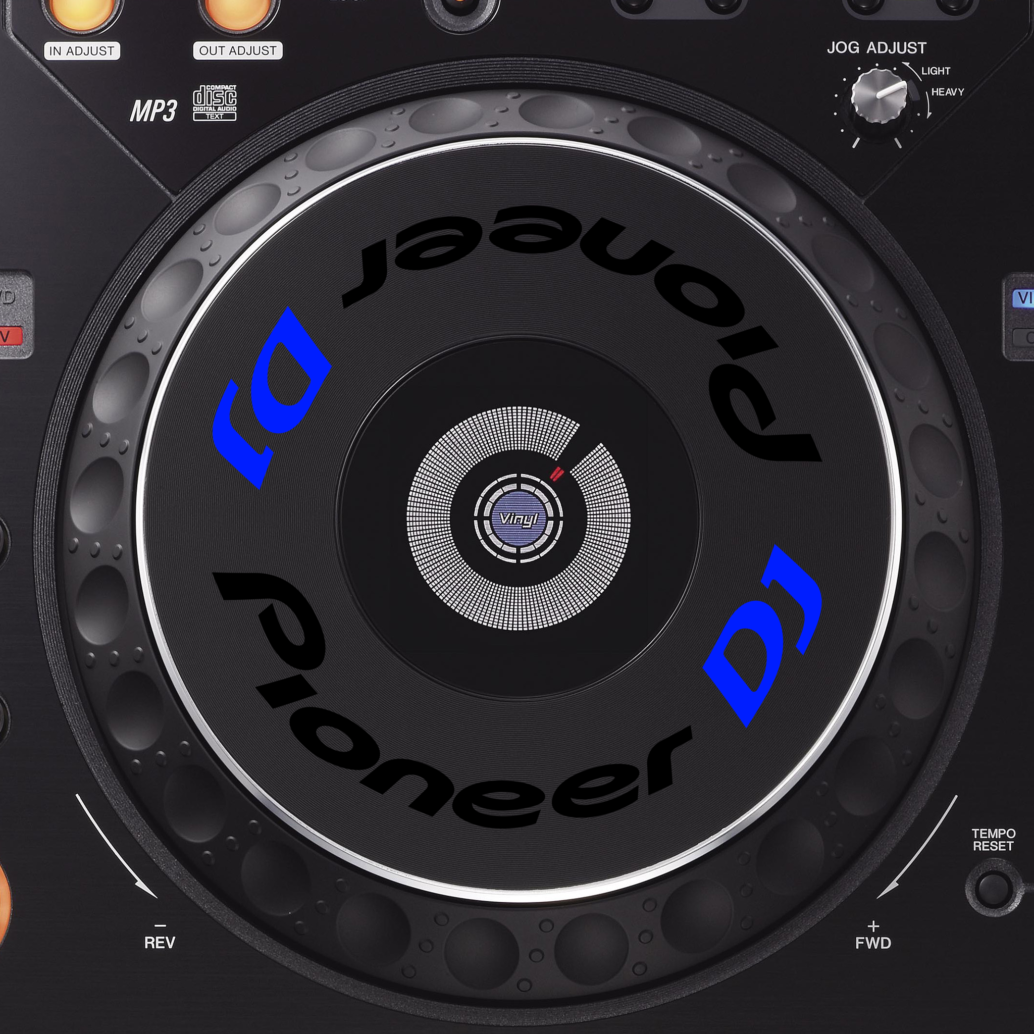 Pioneer DJ CDJ 1000MK3 Jogwheel Logo Sticker SCHWARZ BLAU