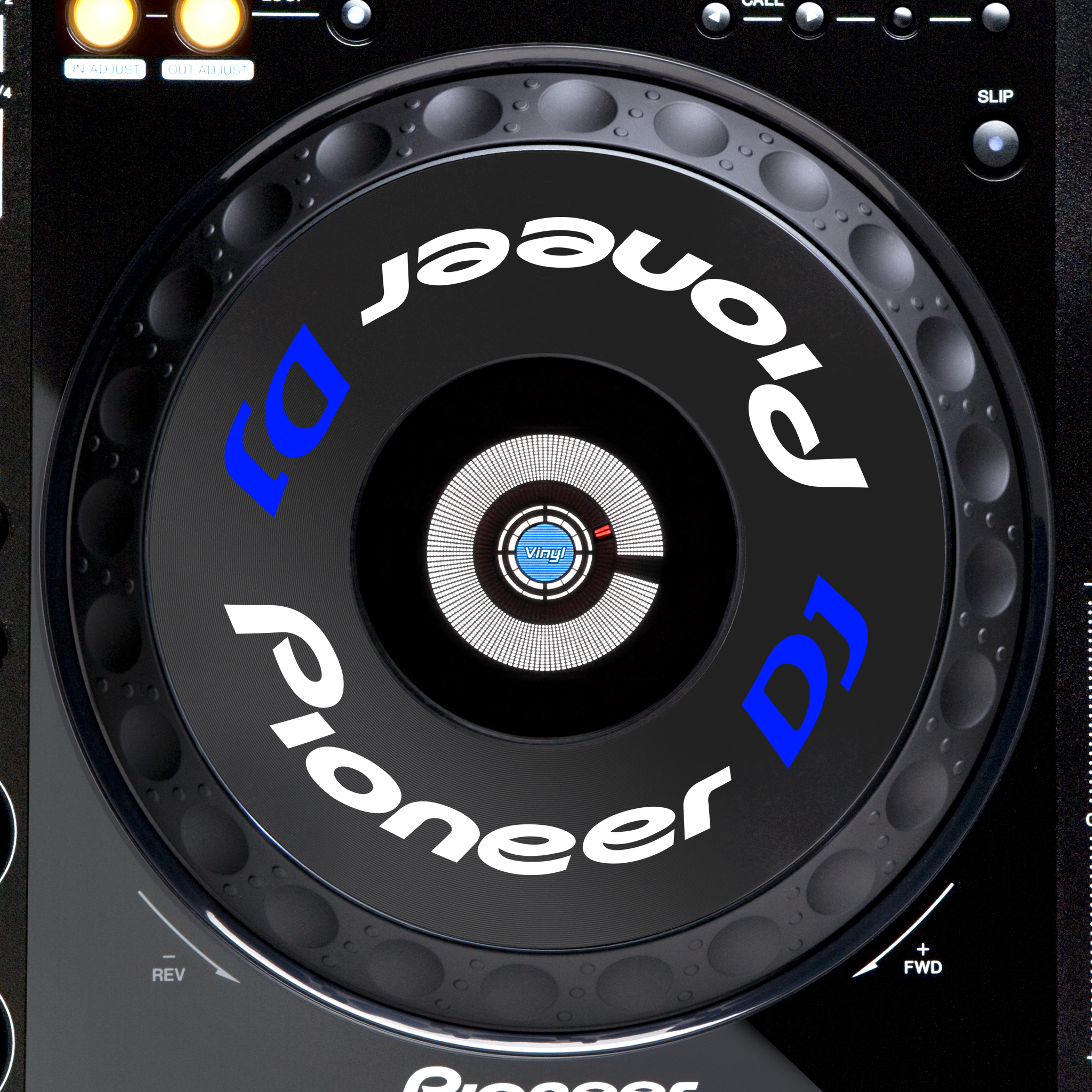 Pioneer DJ CDJ 900 Jogwheel Logo Sticker WEISS BLAU