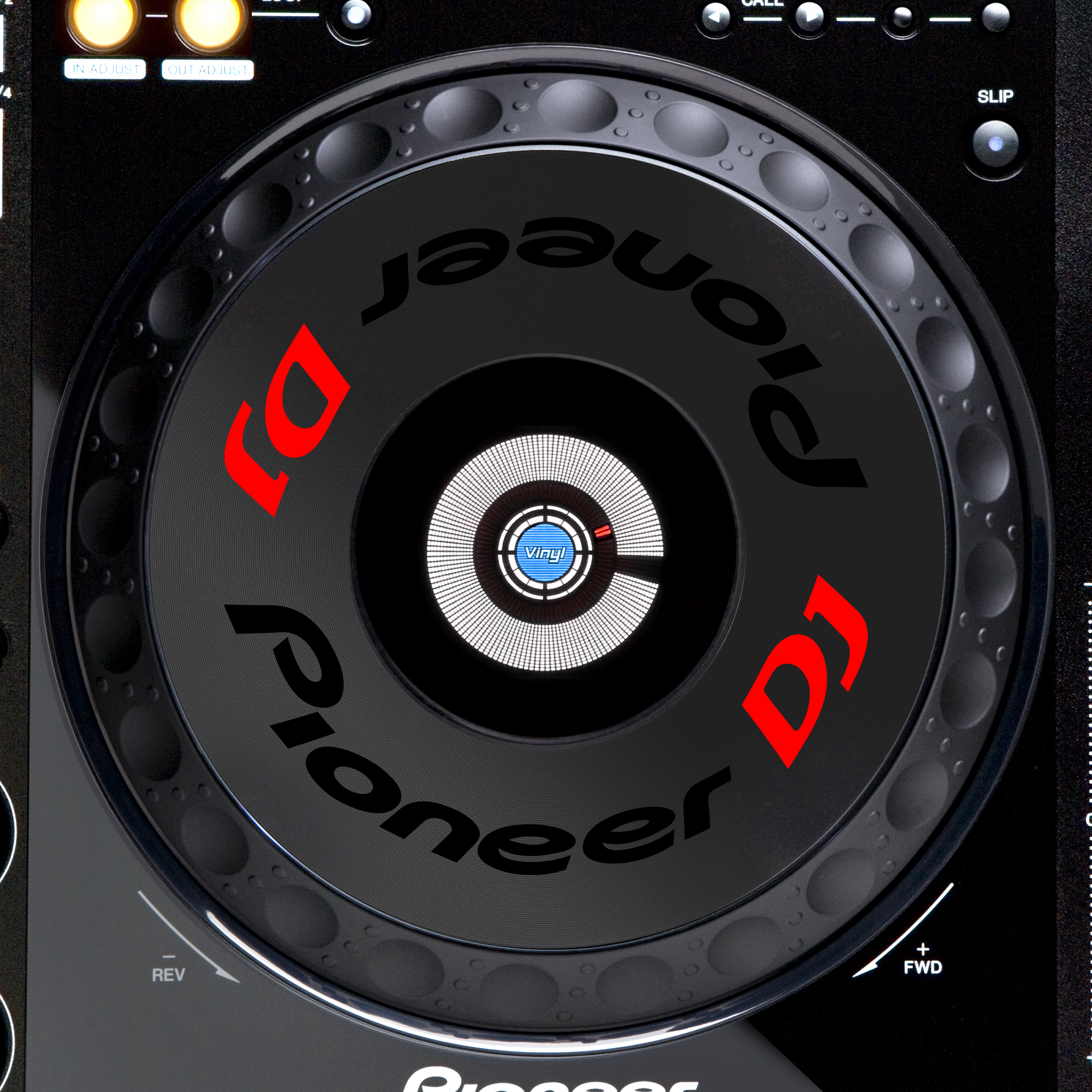 Pioneer DJ CDJ 900 Jogwheel Logo Sticker SCHWARZ ROT