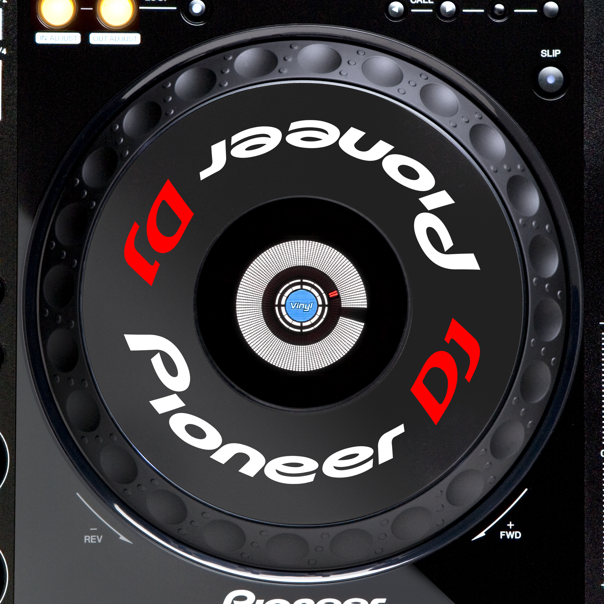 Pioneer DJ CDJ 900 Jogwheel Logo Sticker WEISS ROT