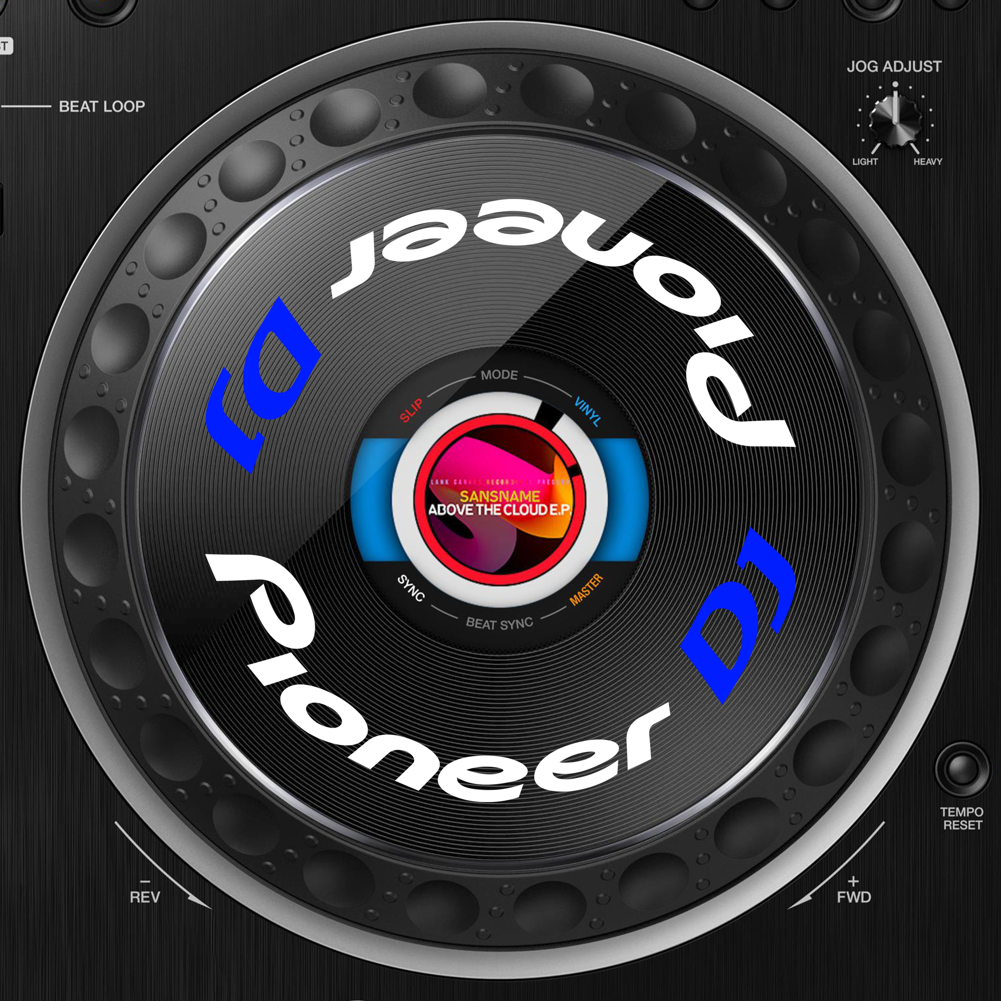 Pioneer DJ CDJ 3000 Jogwheel Logo Sticker WEISS BLAU