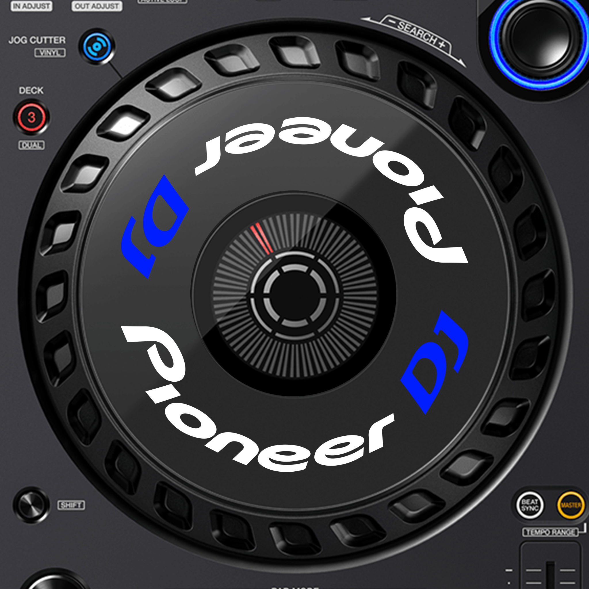 Pioneer DJ DDJ FLX6 Jogwheel Logo Sticker WEISS BLAU
