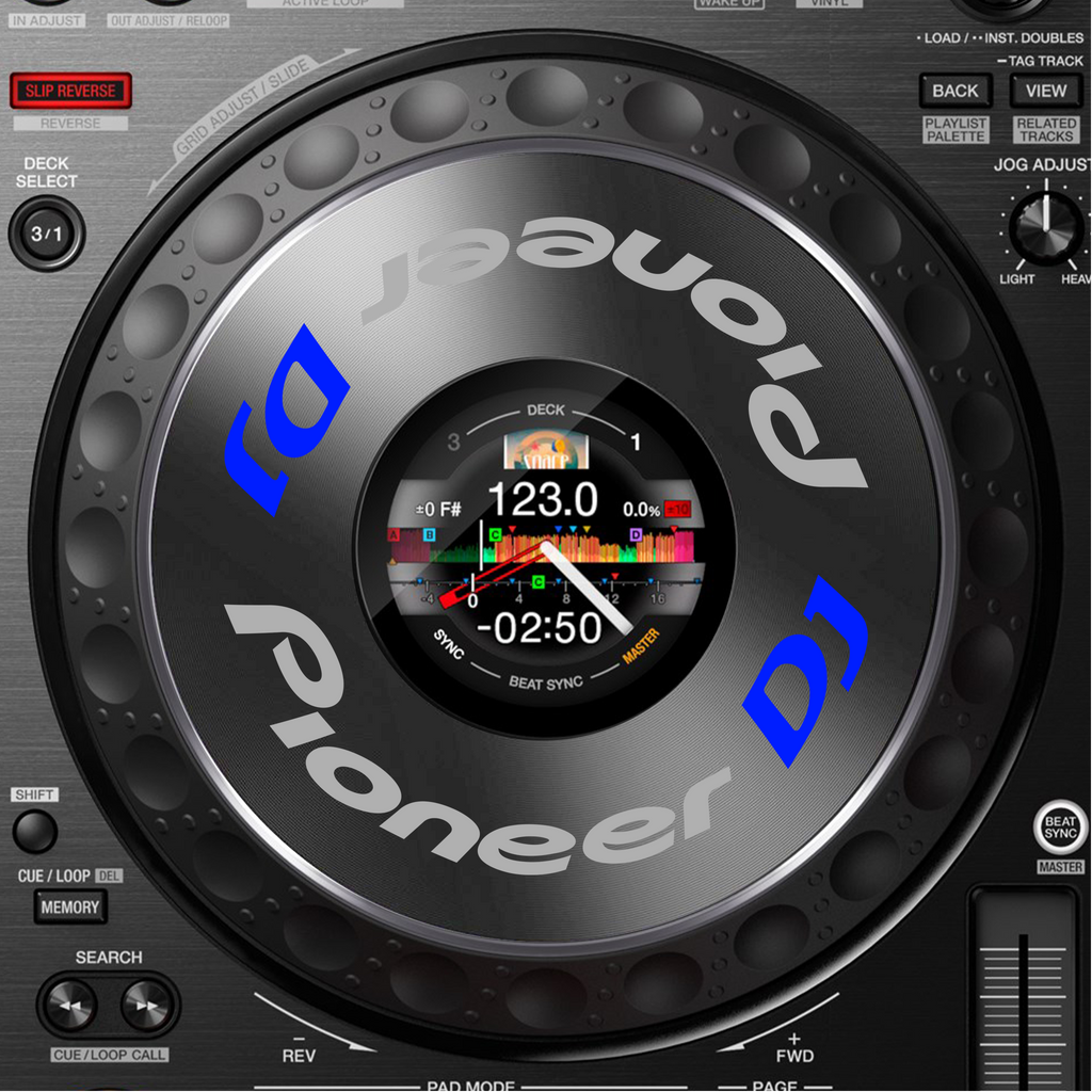 Pioneer DJ DDJ 1000 Jogwheel Logo Sticker GRAU BLAU