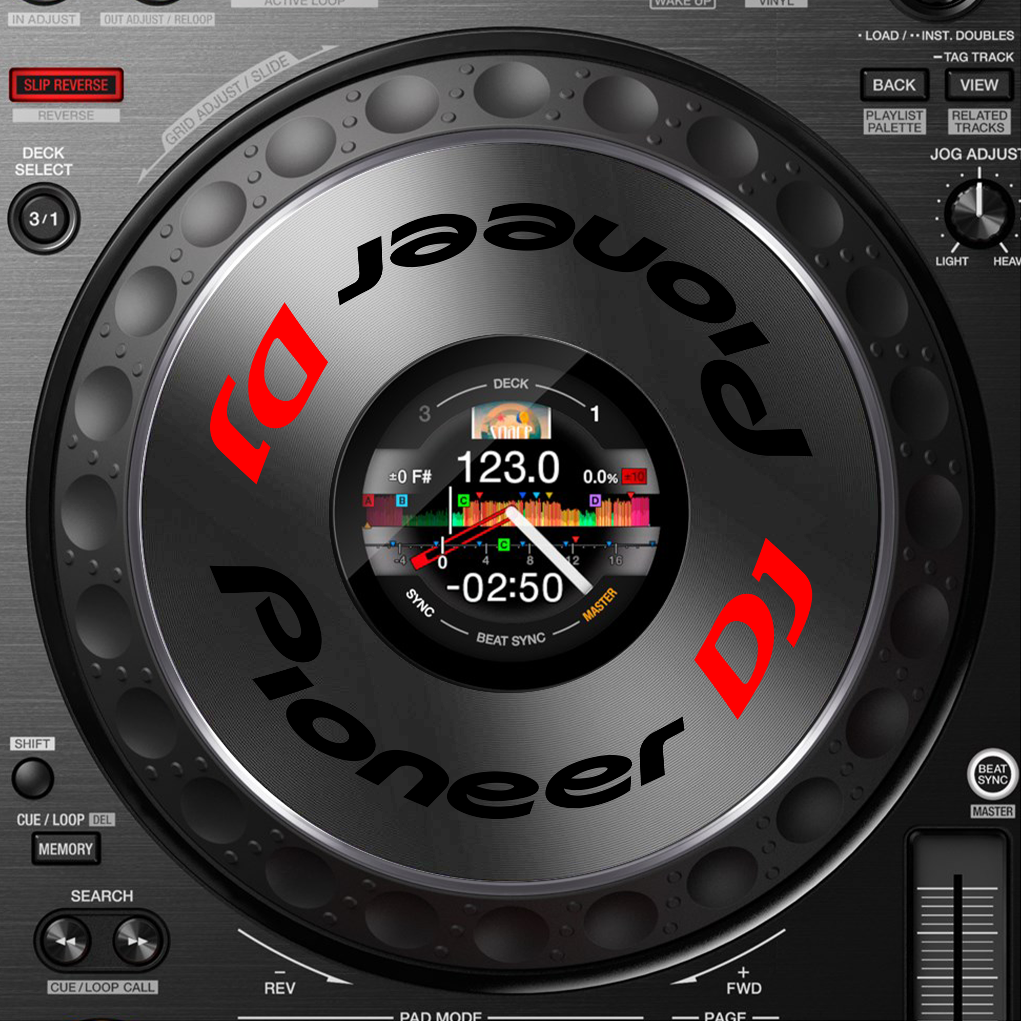 Pioneer DJ DDJ 1000 Jogwheel Logo Sticker SCHWARZ ROT