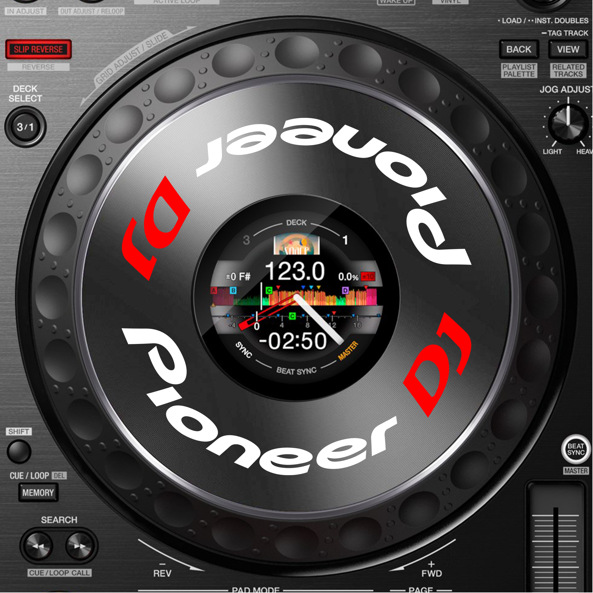 Pioneer DJ DDJ 1000 Jogwheel Logo Sticker WEISS ROT
