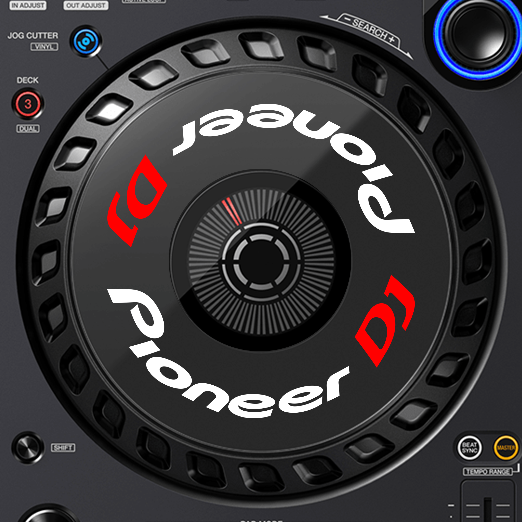 Pioneer DJ DDJ FLX6 Jogwheel Logo Sticker WEISS ROT