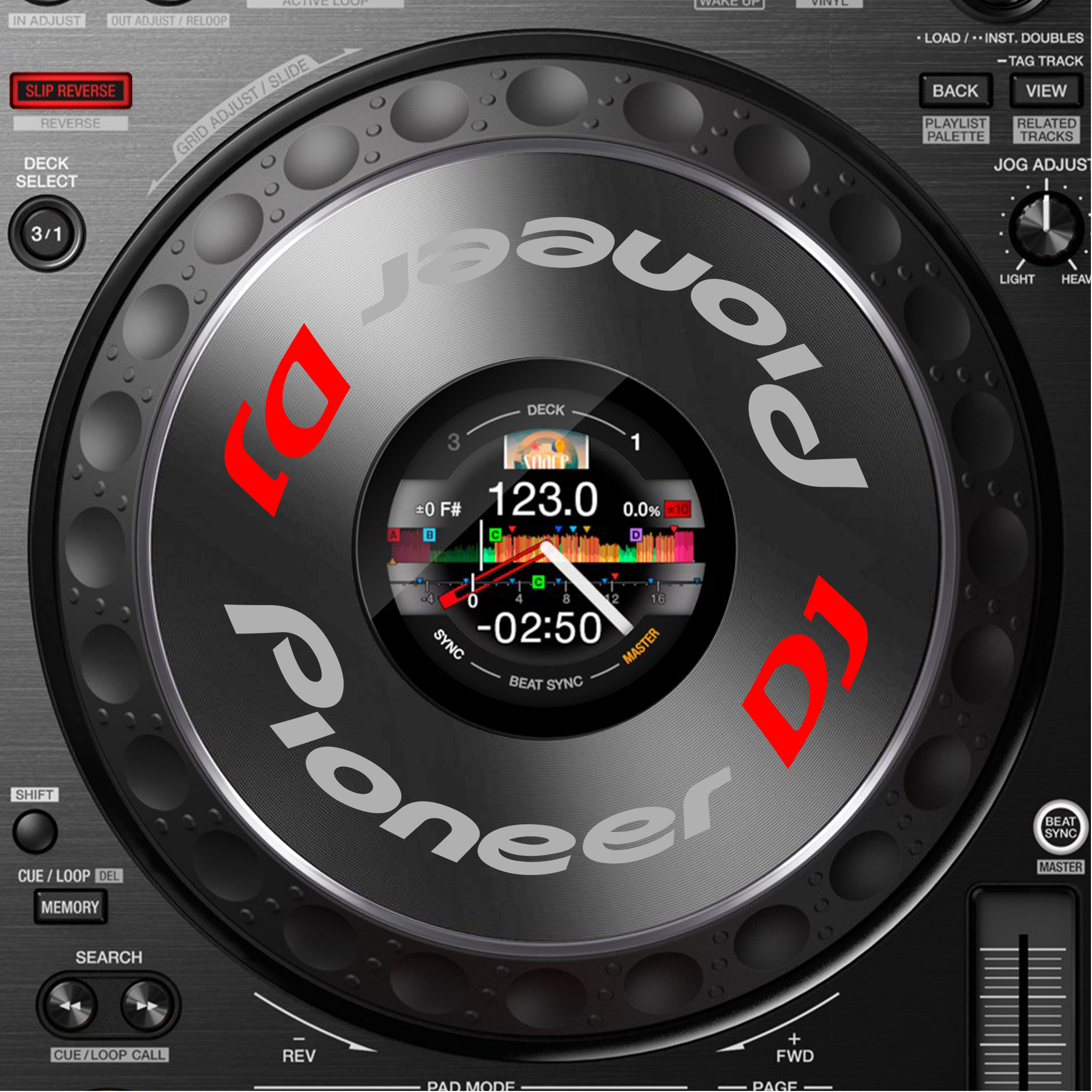 Pioneer DJ DDJ 1000 Jogwheel Logo Sticker GRAU ROT