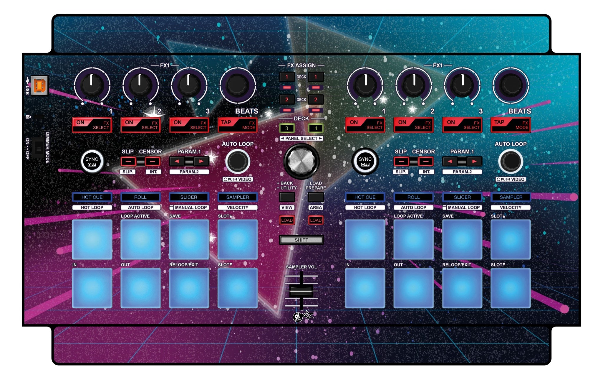 Pioneer DJ DDJ SP 1 Skin 80s Synth