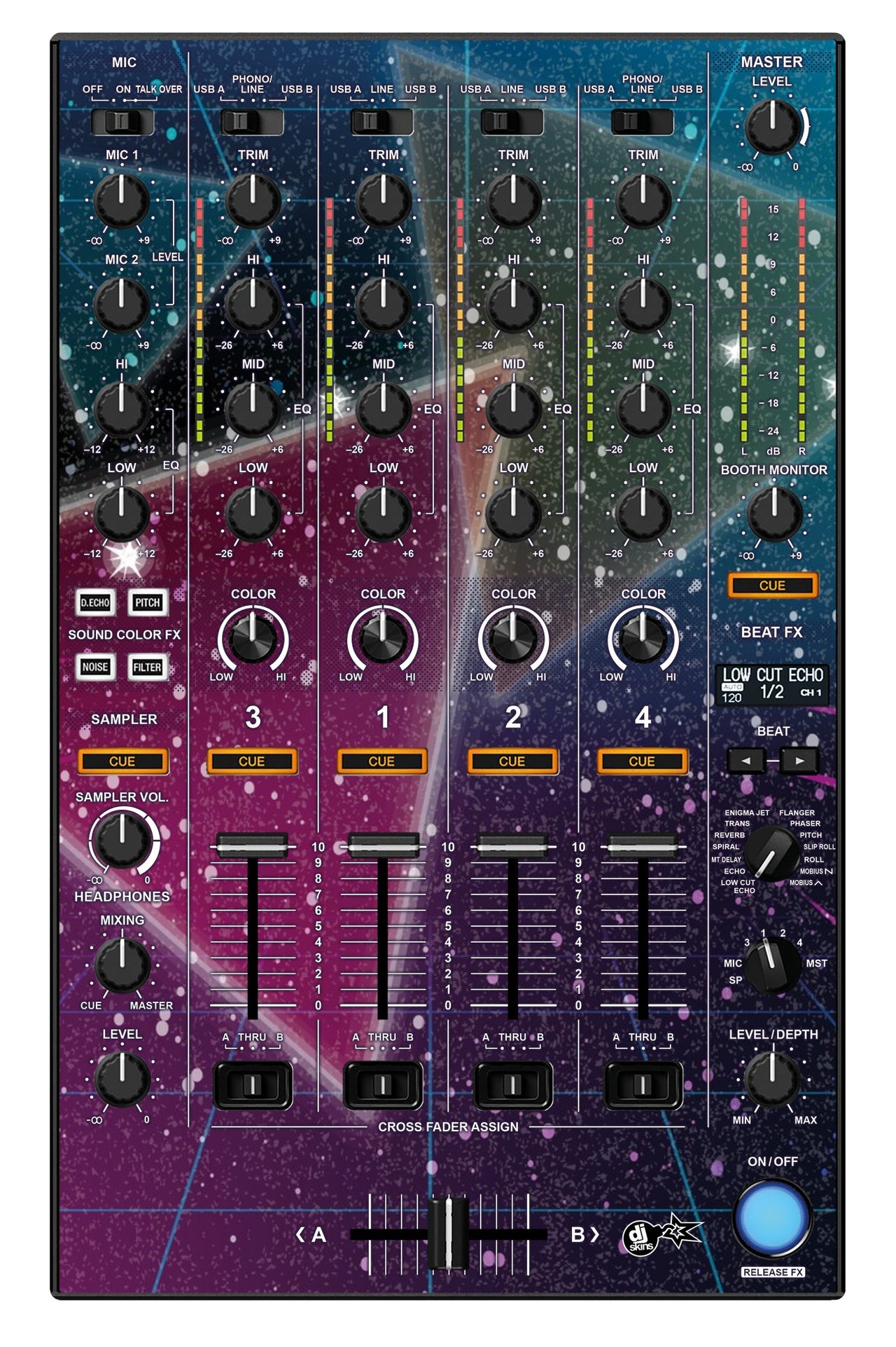 Pioneer DJ DDJ 1000 MIXER Skin 80s Synth