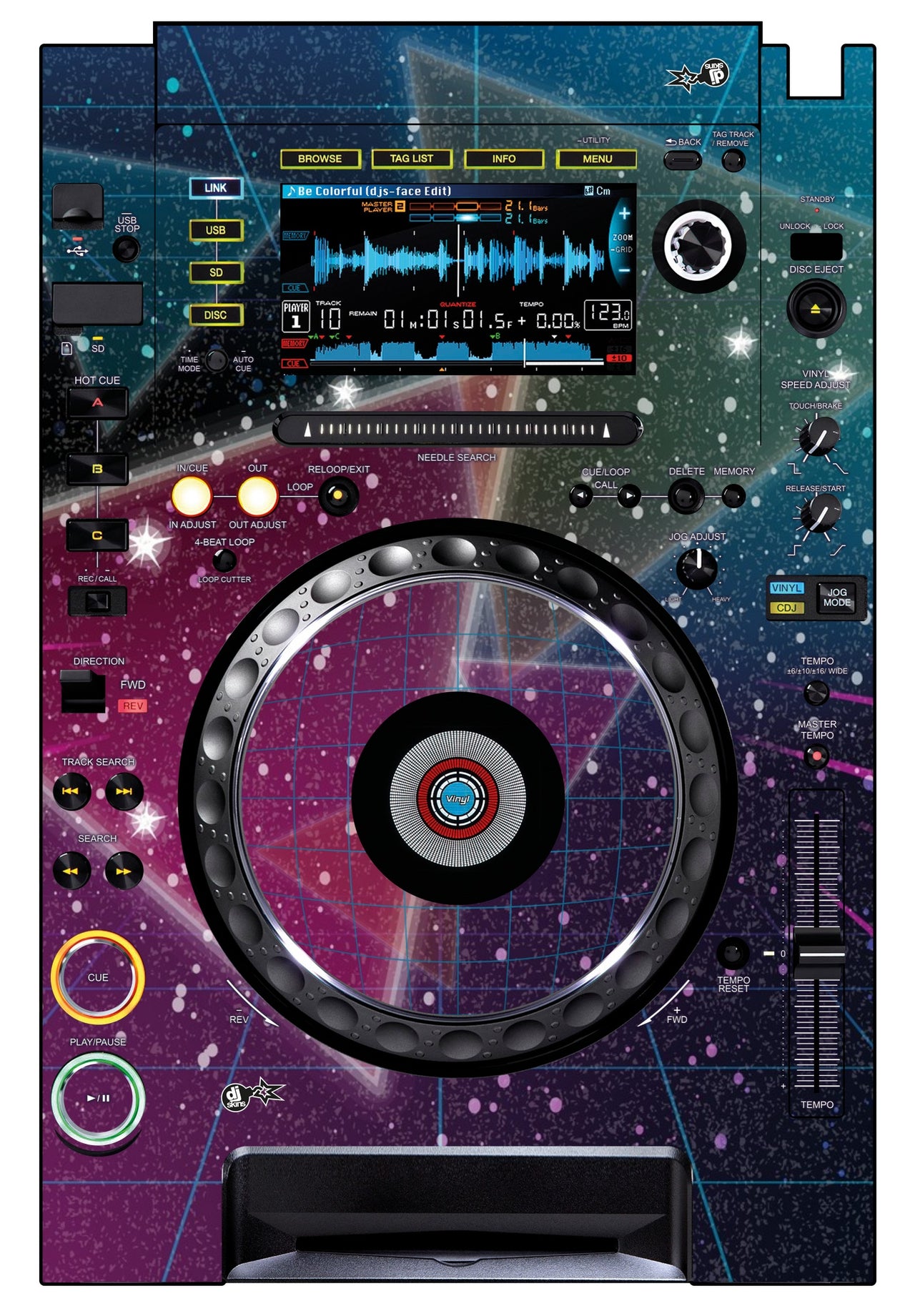 Pioneer DJ CDJ 2000 Skin 80s Synth