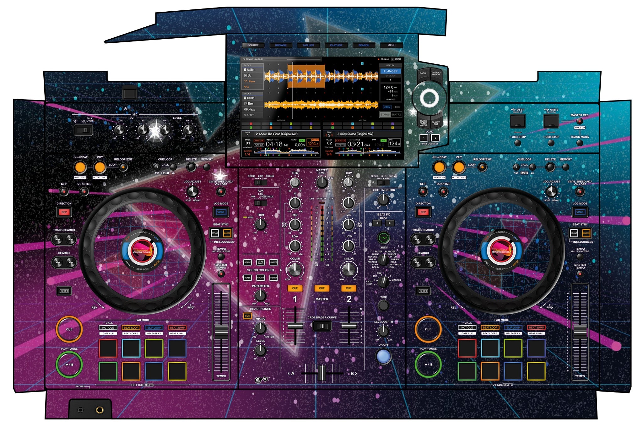 Pioneer DJ XDJ RX 3 Skin 80s Synth