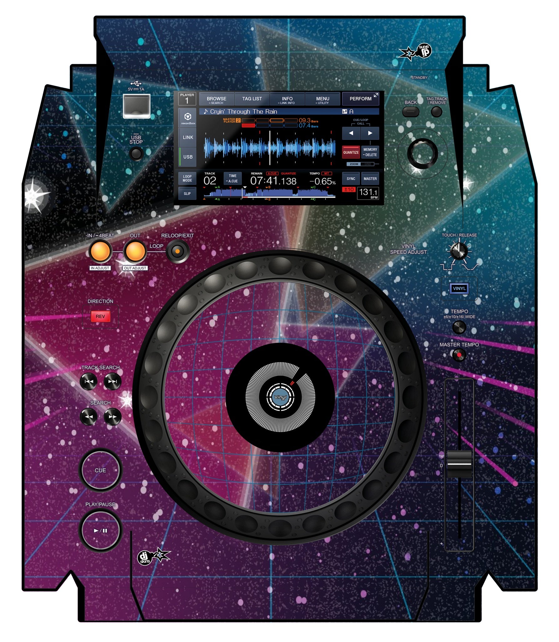 Pioneer DJ XDJ 1000 Skin 80s Synth