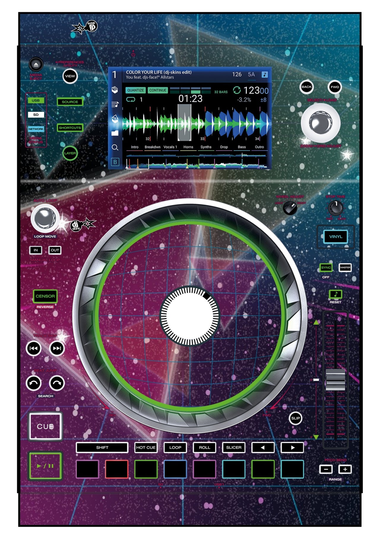 Denon DJ SC 5000 Skin 80s Synth