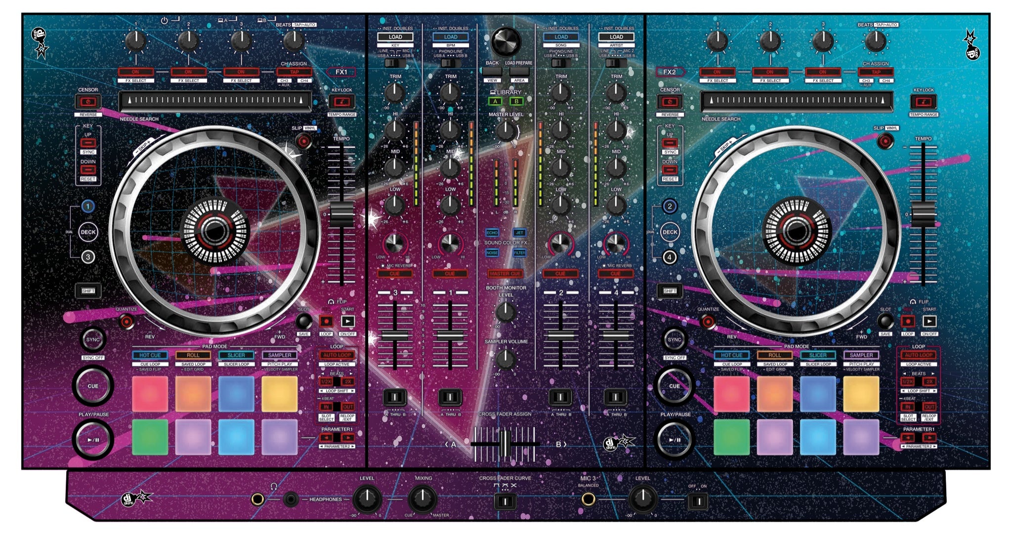 Pioneer DJ DDJ SX 3 Skin 80s Synth