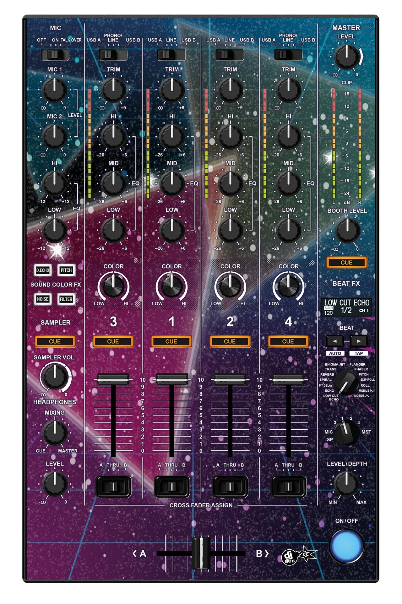 Pioneer DJ DDJ 1000 SRT MIXER Skin 80s Synth