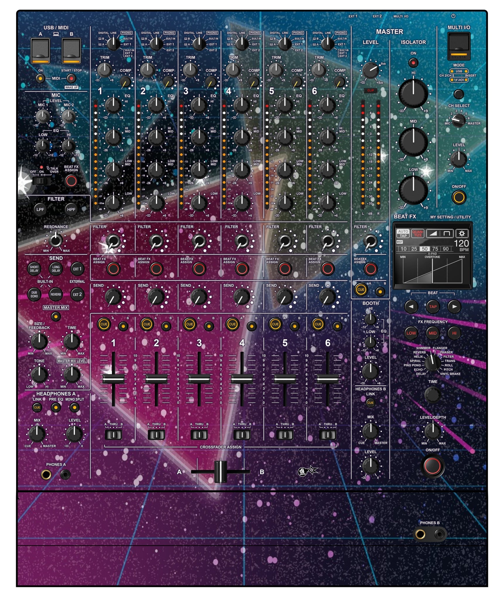 Pioneer DJ DJM V10 Skin 80s Synth