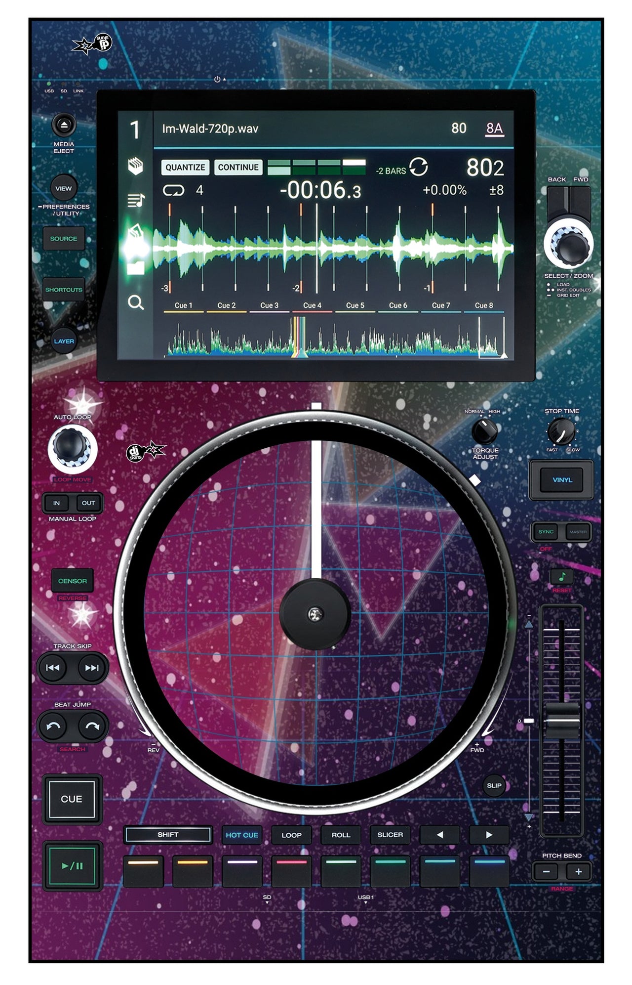 Denon DJ SC 6000 M Skin 80s Synth