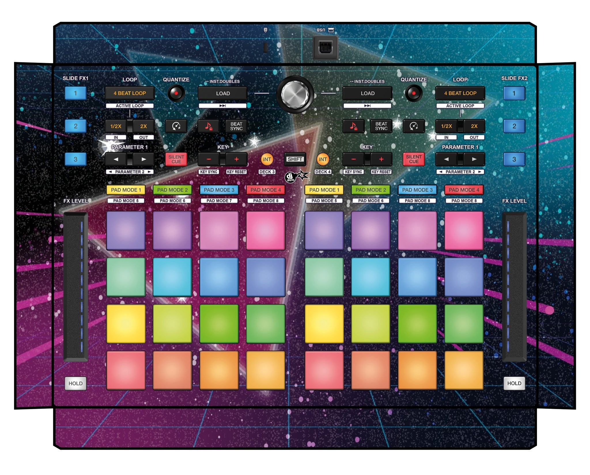 Pioneer DJ DDJ XP 2 Skin 80s Synth