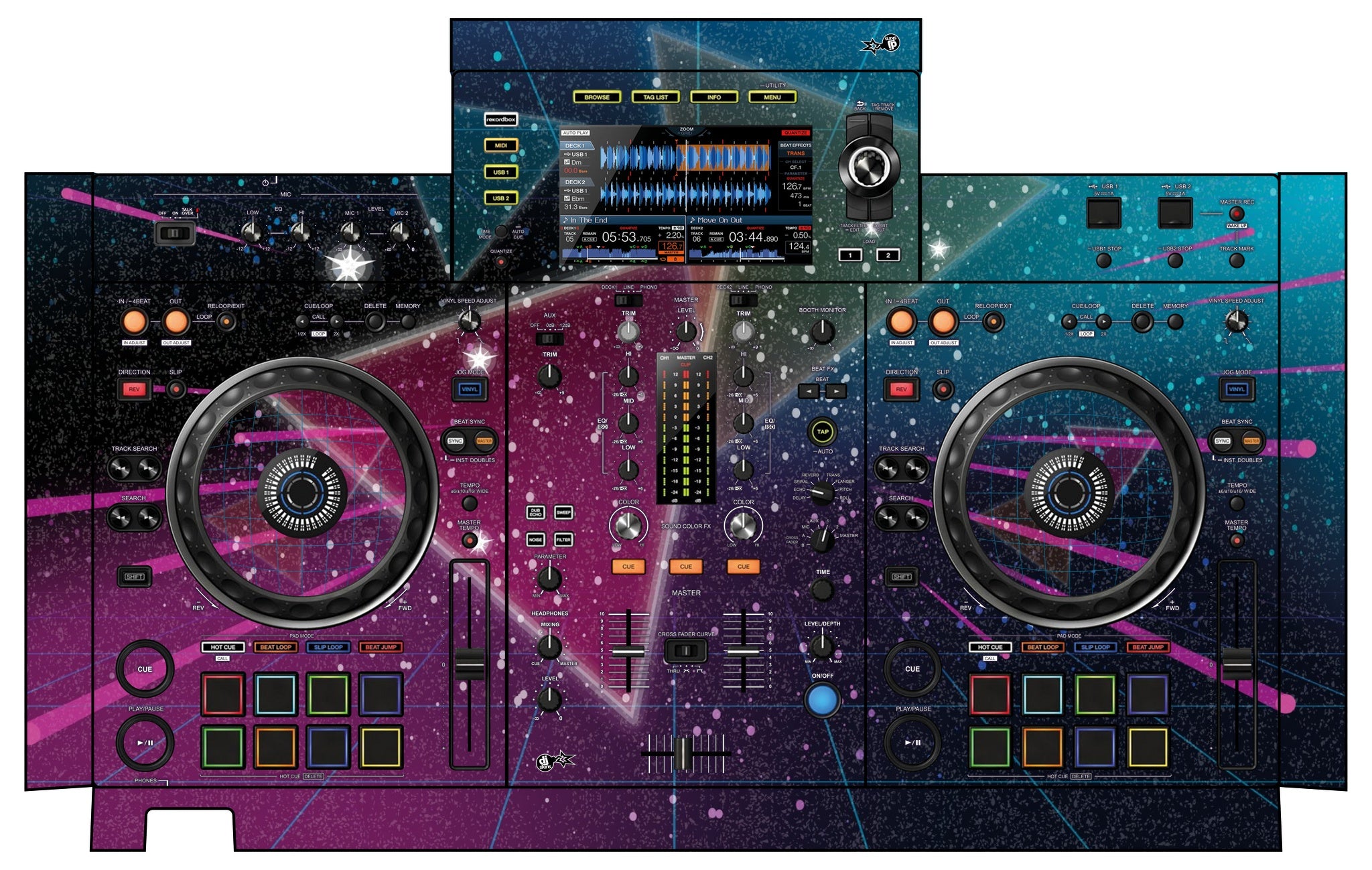 Pioneer DJ XDJ RX 2 Skin 80s Synth