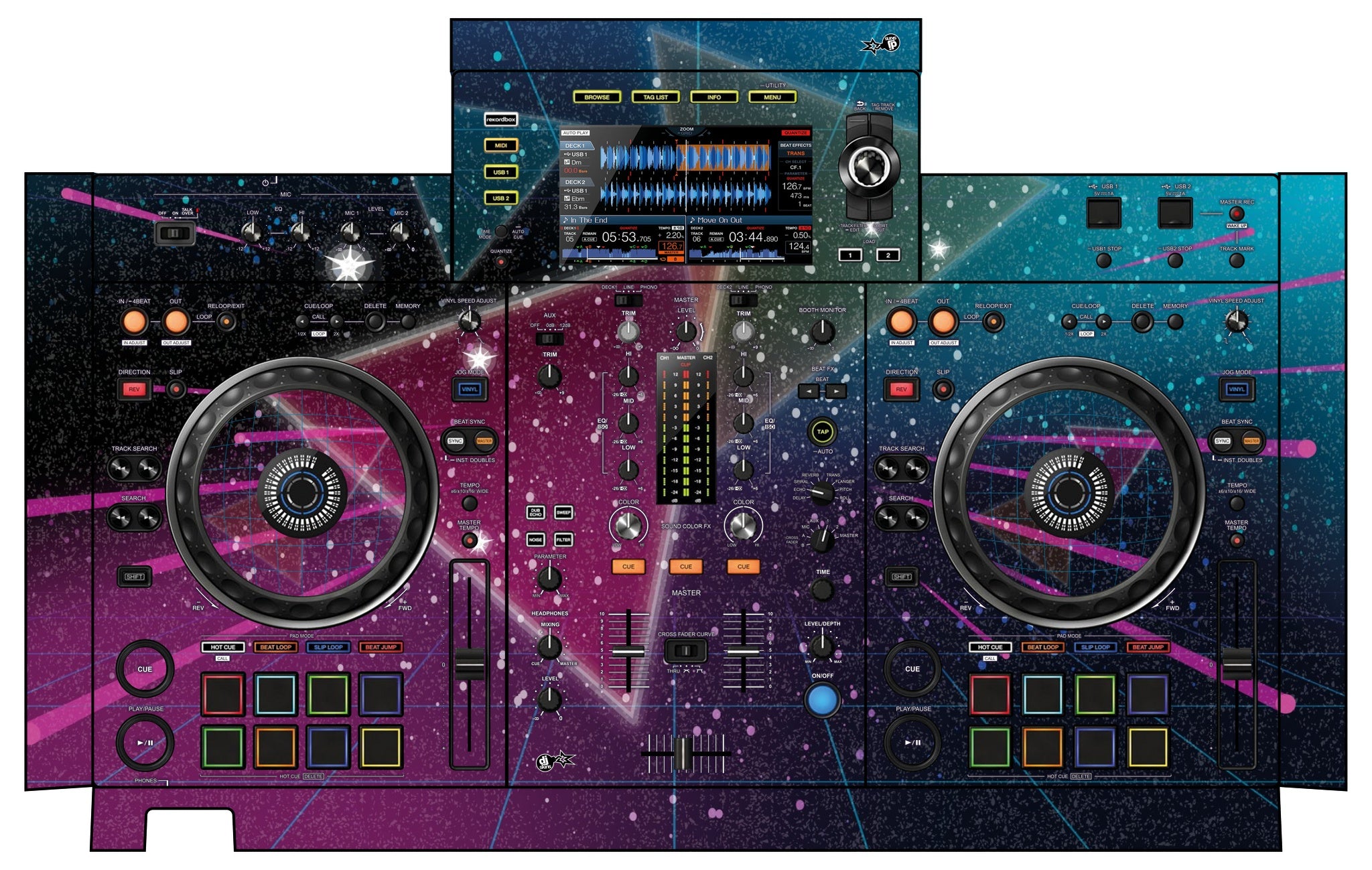 Xdj Rx2 Sticker DJ Skins® Pioneer DJ XDJ RX 2 Skin 80s Synth