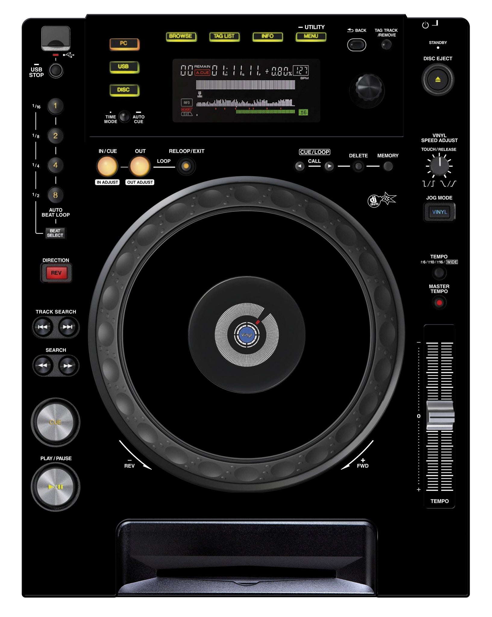 Pioneer DJ CDJ 850 Skin Black