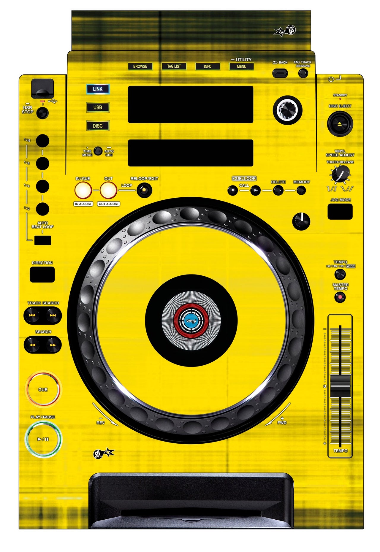 Pioneer DJ CDJ 900 Skin Blacknyellow