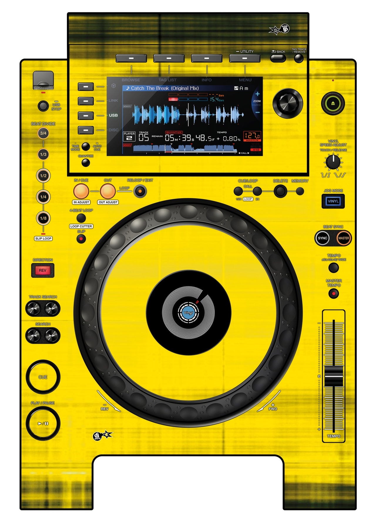 Pioneer DJ CDJ 900 NEXUS Skin Blacknyellow