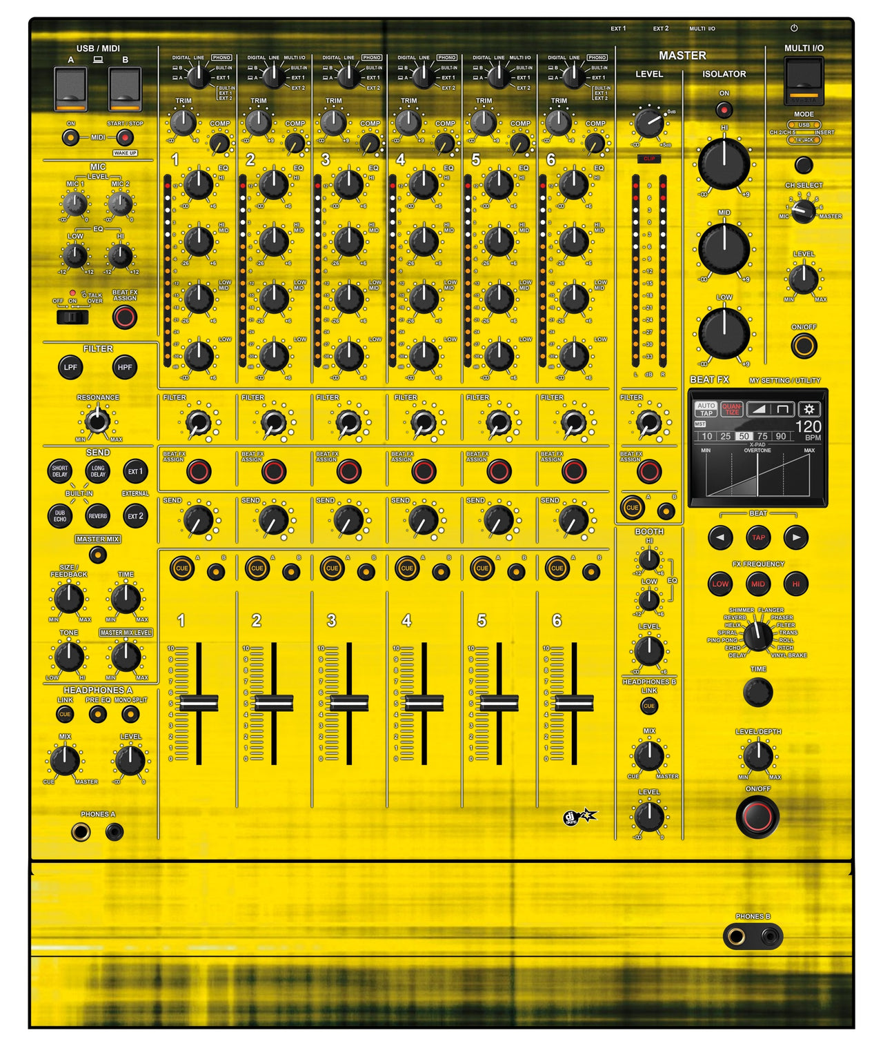 Pioneer DJ DJM V10 LF Skin Blacknyellow