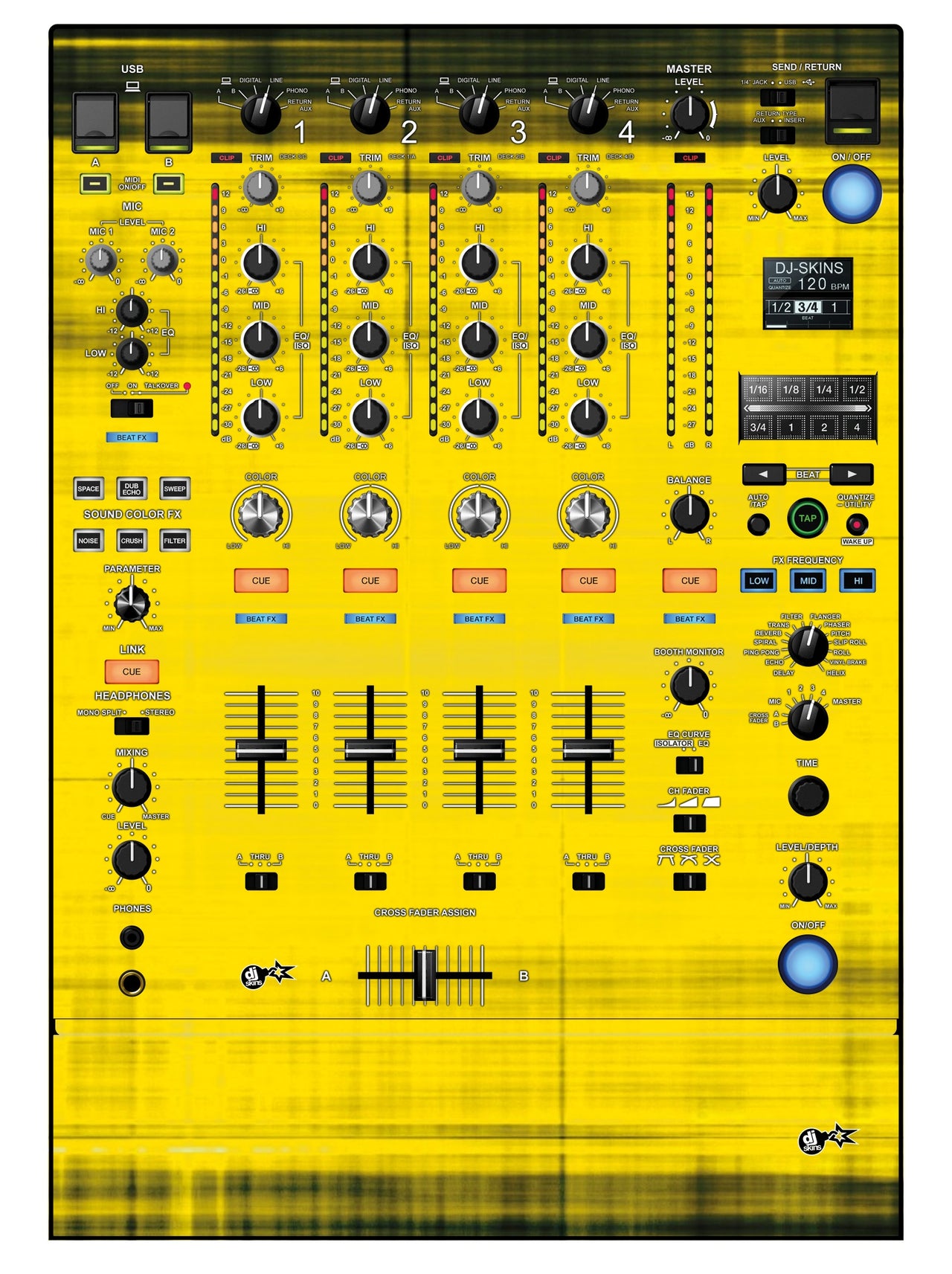 Pioneer DJ DJM 900 NEXUS 2 Skin Blacknyellow