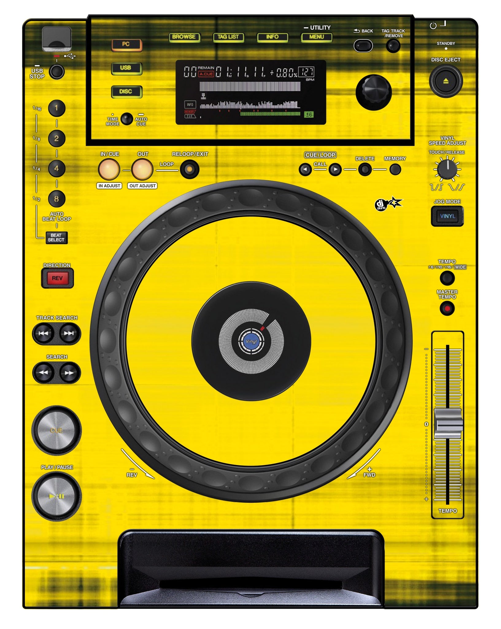 Pioneer DJ CDJ 850 Skin Blacknyellow