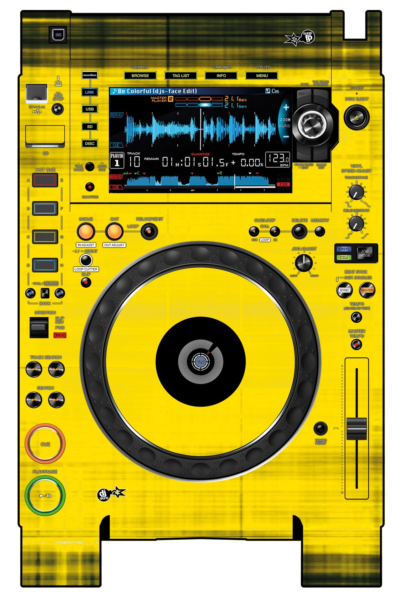 Pioneer DJ CDJ 2000 NEXUS 2 Skin Blacknyellow