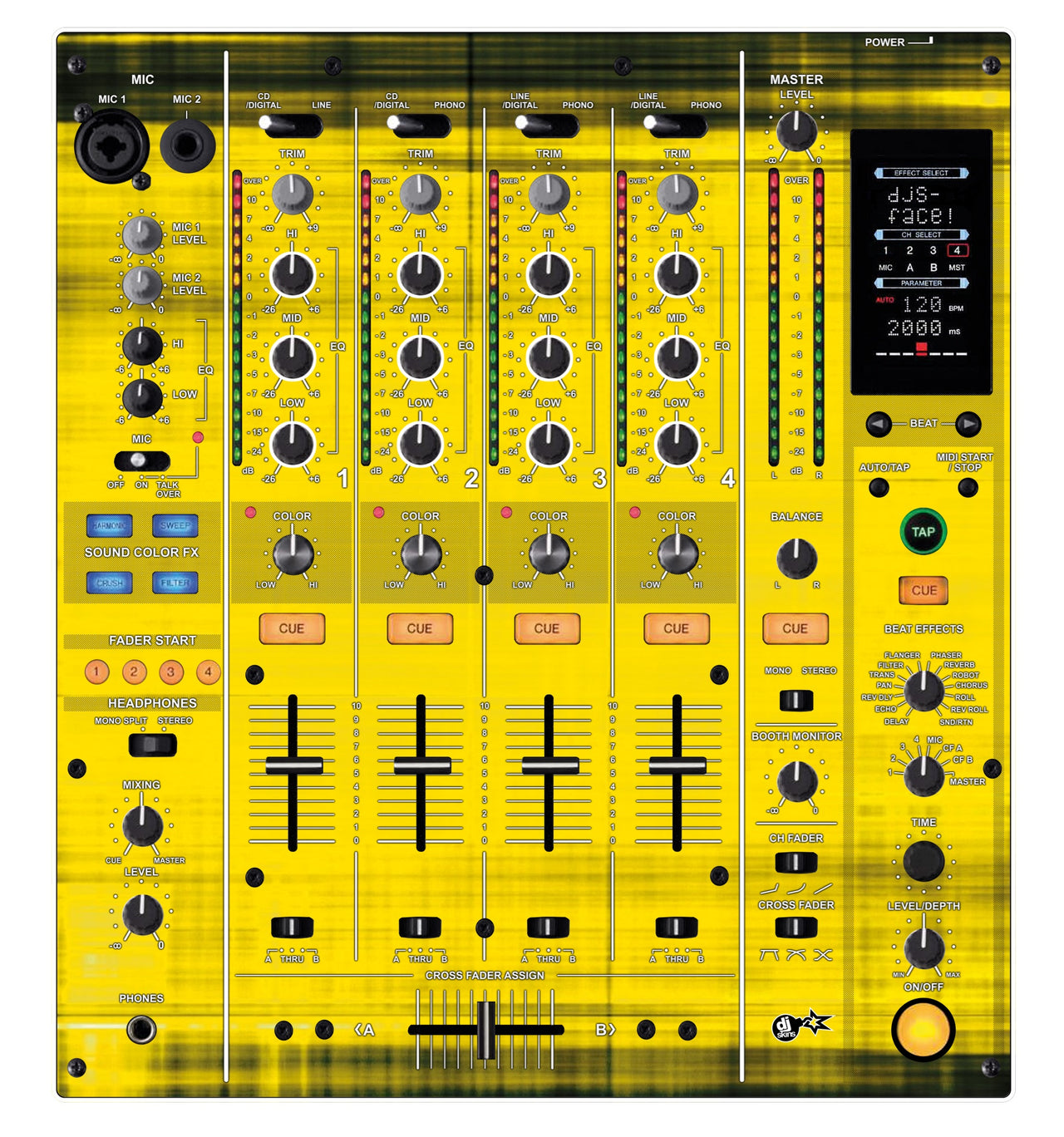 Pioneer DJ DJM 800 Skin Blacknyellow