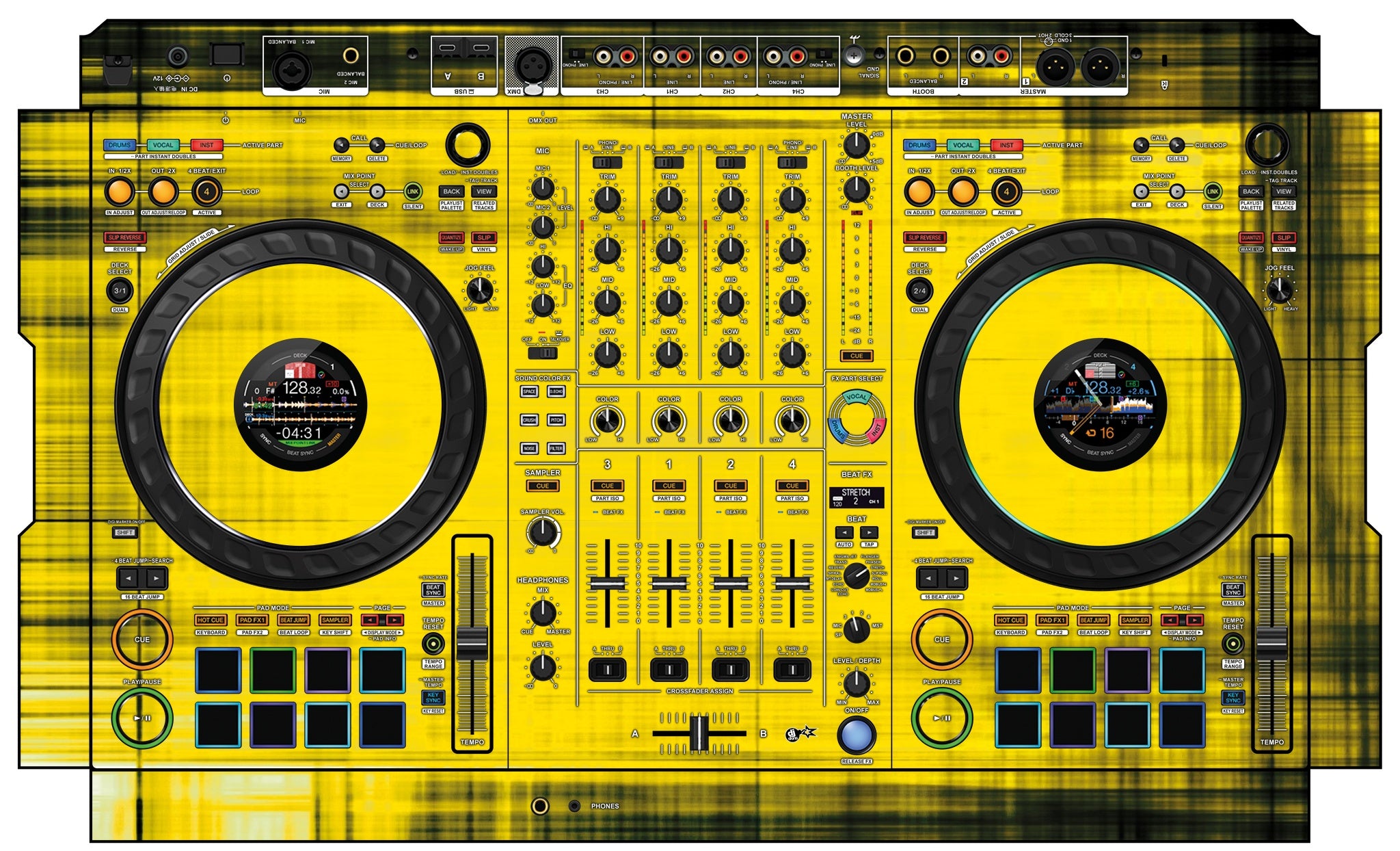 Pioneer DJ DDJ FLX10 Skin Blacknyellow