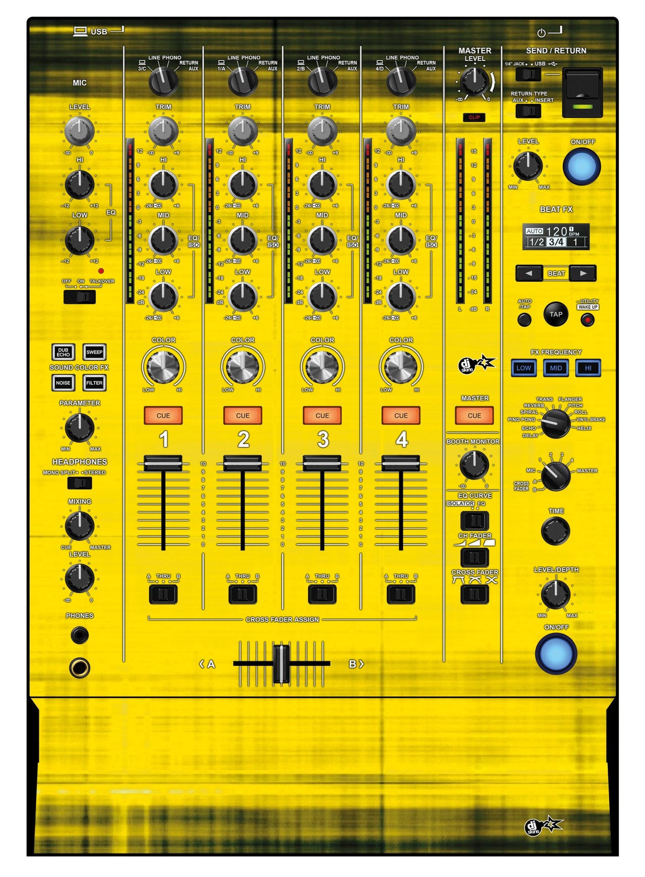 Pioneer DJ DJM 750 MK2 Skin Blacknyellow