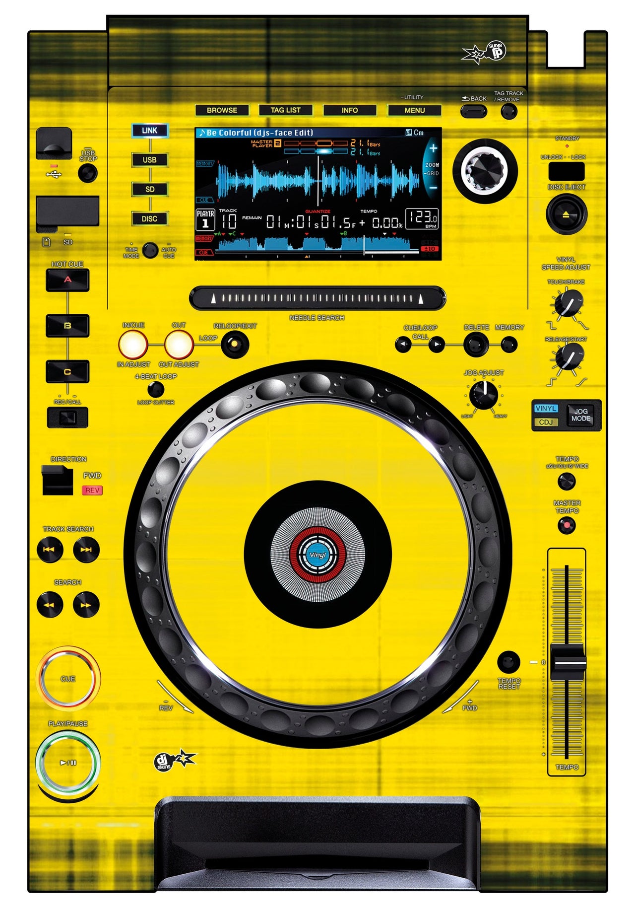 Pioneer DJ CDJ 2000 Skin Blacknyellow