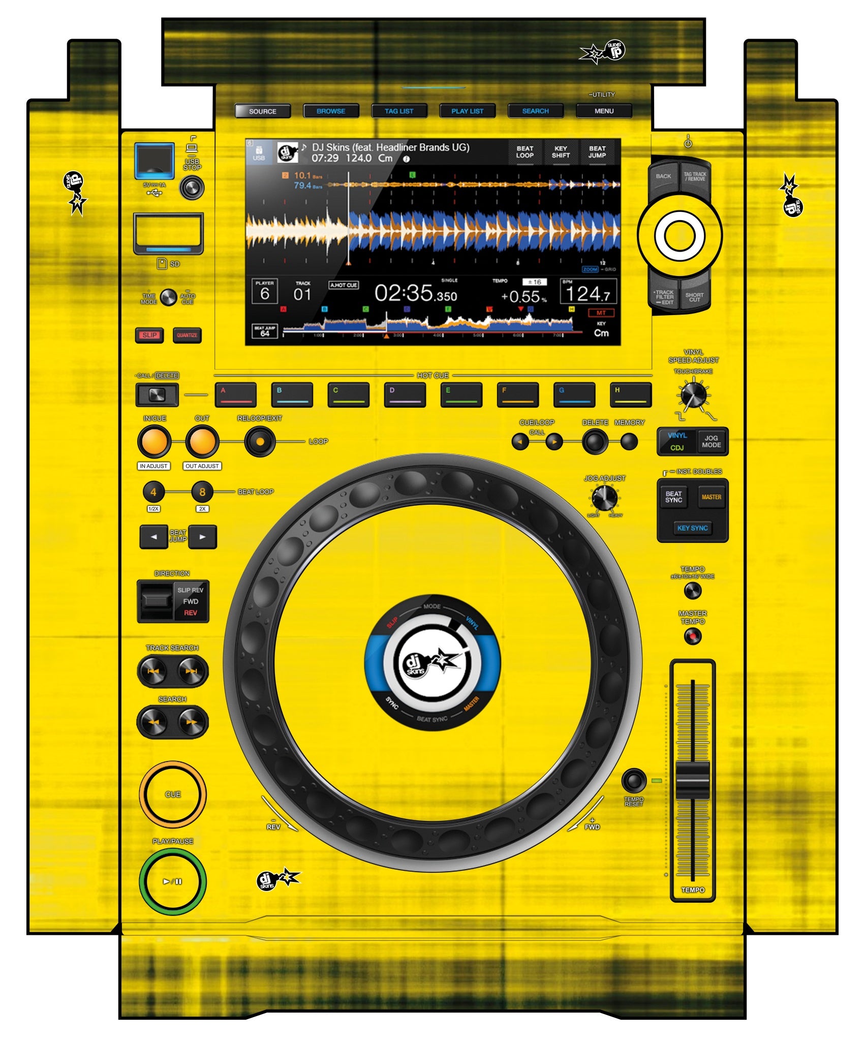 Pioneer DJ CDJ 3000 incl. SIDES Skin Blacknyellow