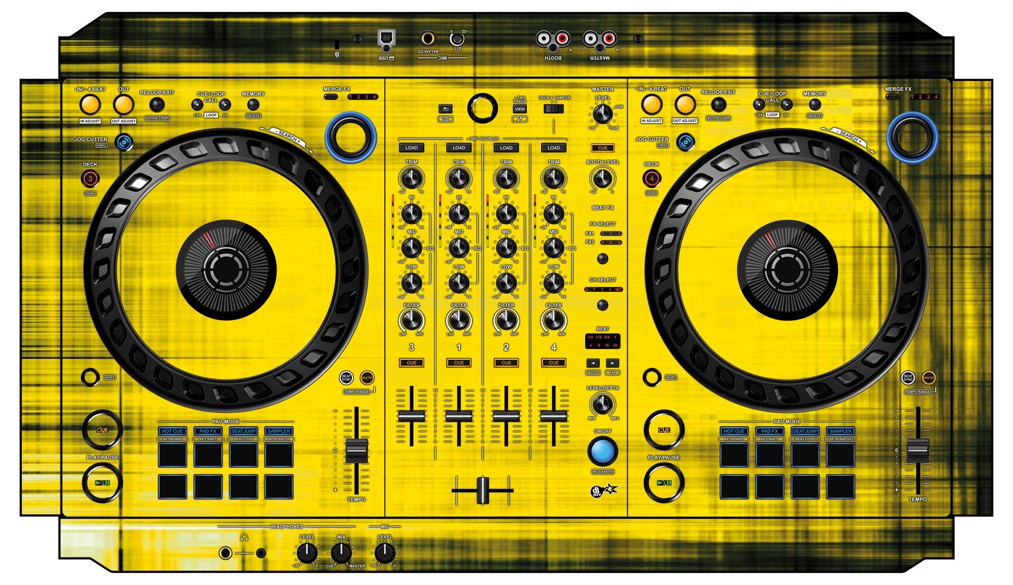 Pioneer DJ DDJ FLX6 Skin Blacknyellow