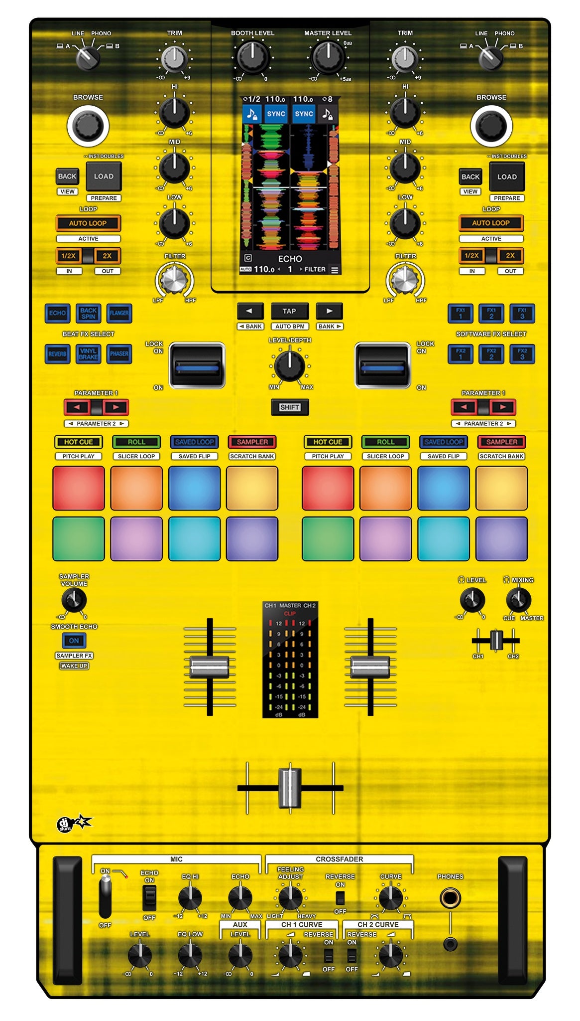 Pioneer DJ DJM S11 Skin Blacknyellow
