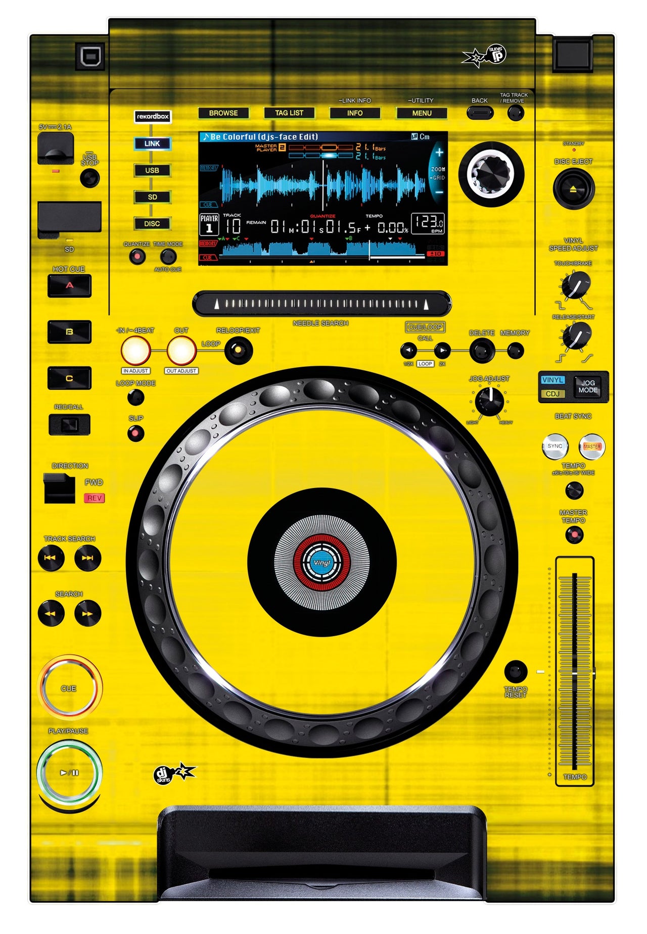 Pioneer DJ CDJ 2000 NEXUS Skin Blacknyellow