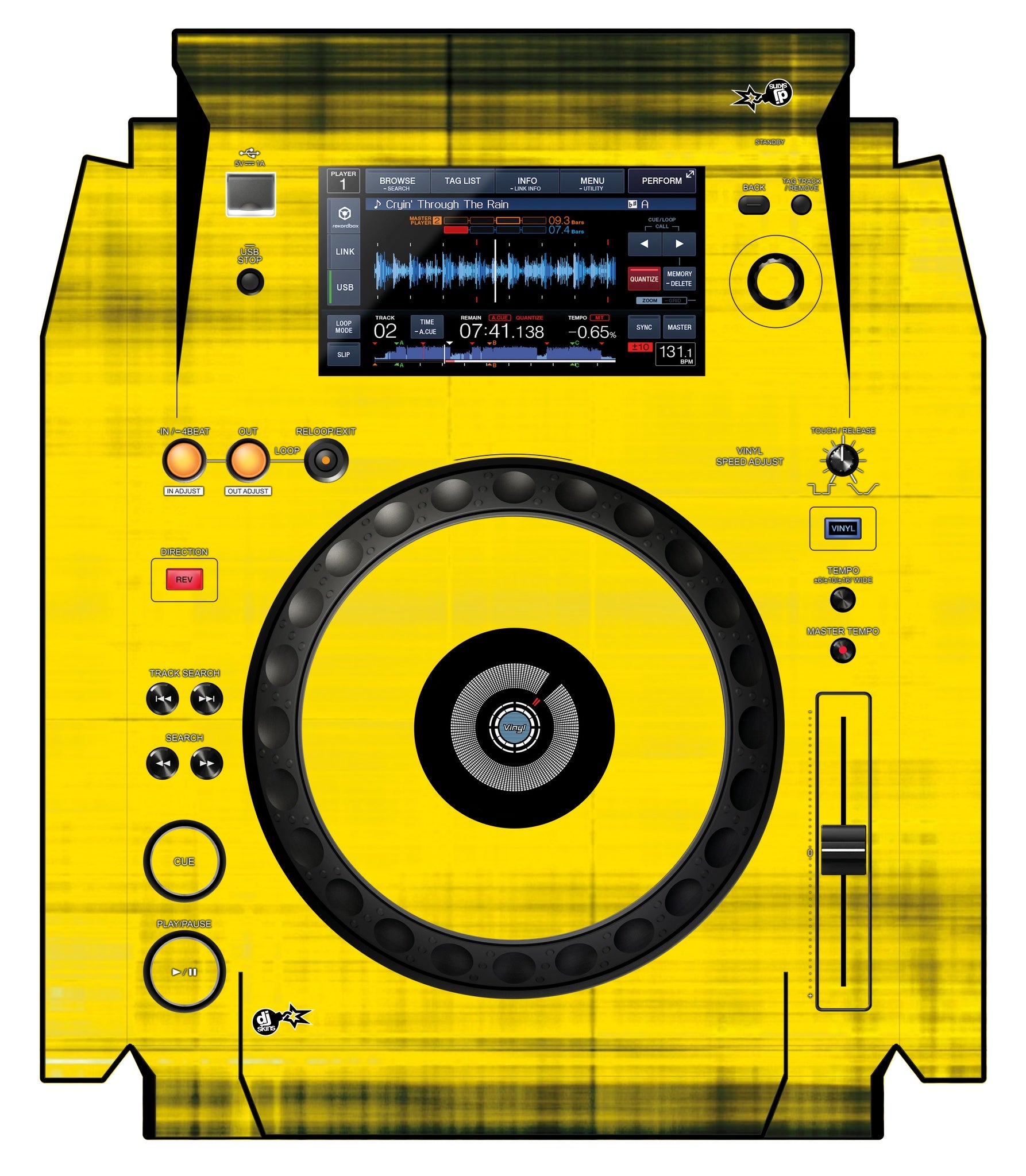 Pioneer DJ XDJ 1000 Skin Blacknyellow