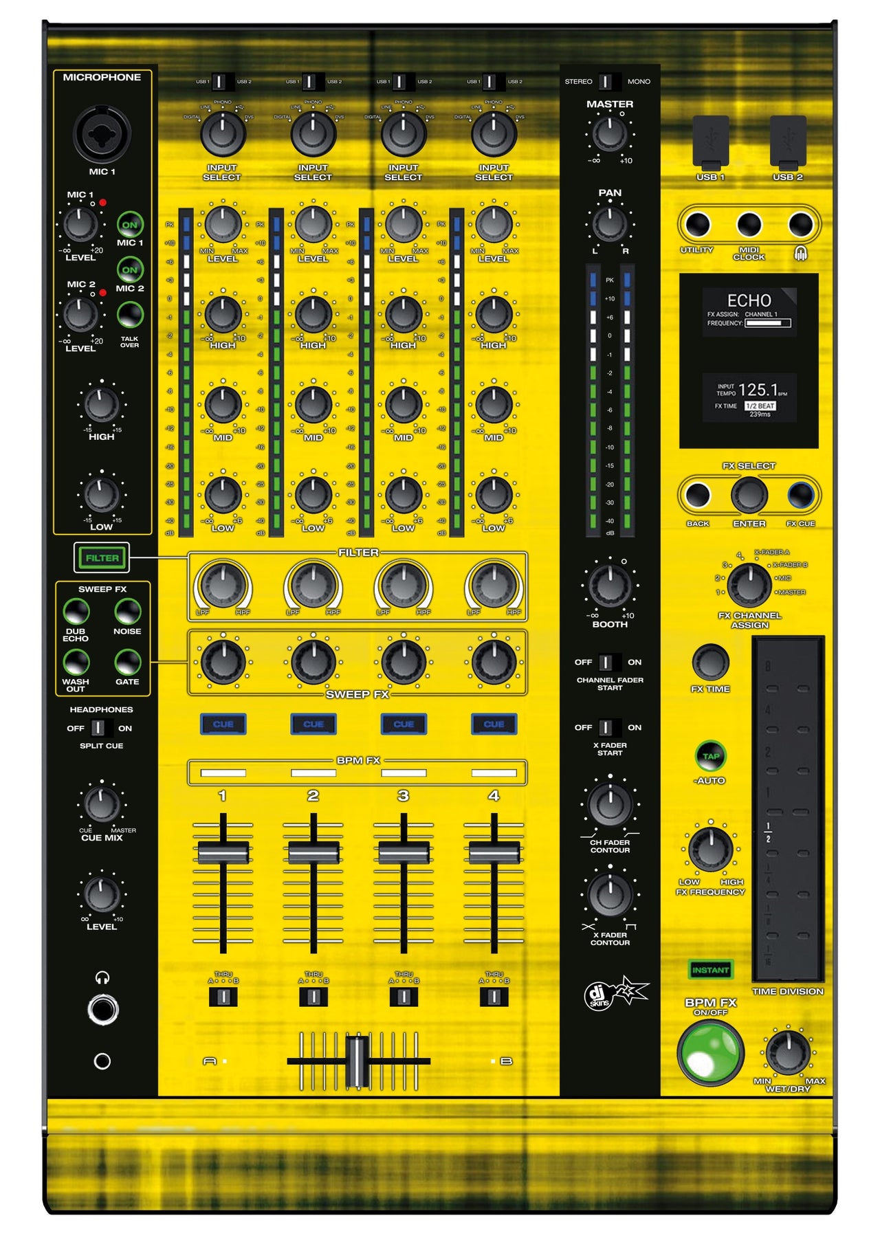 Denon DJ X 1800 Skin Blacknyellow