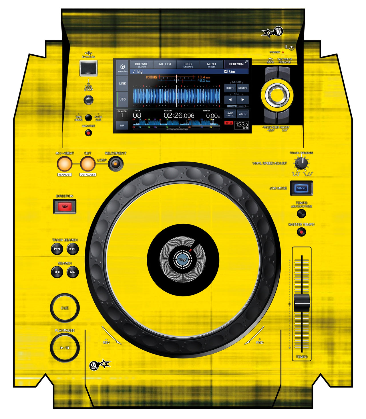 Pioneer DJ XDJ 1000 MK2 Skin Blacknyellow