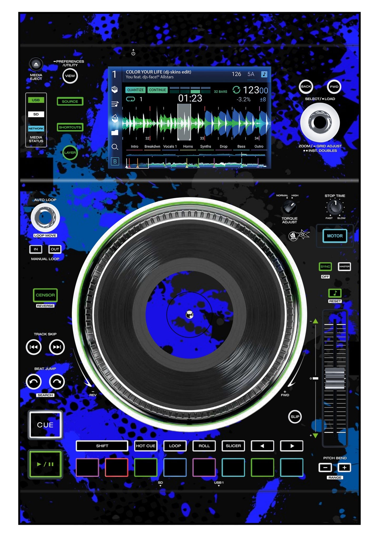 Denon DJ SC 5000 M Skin Conflict Blue