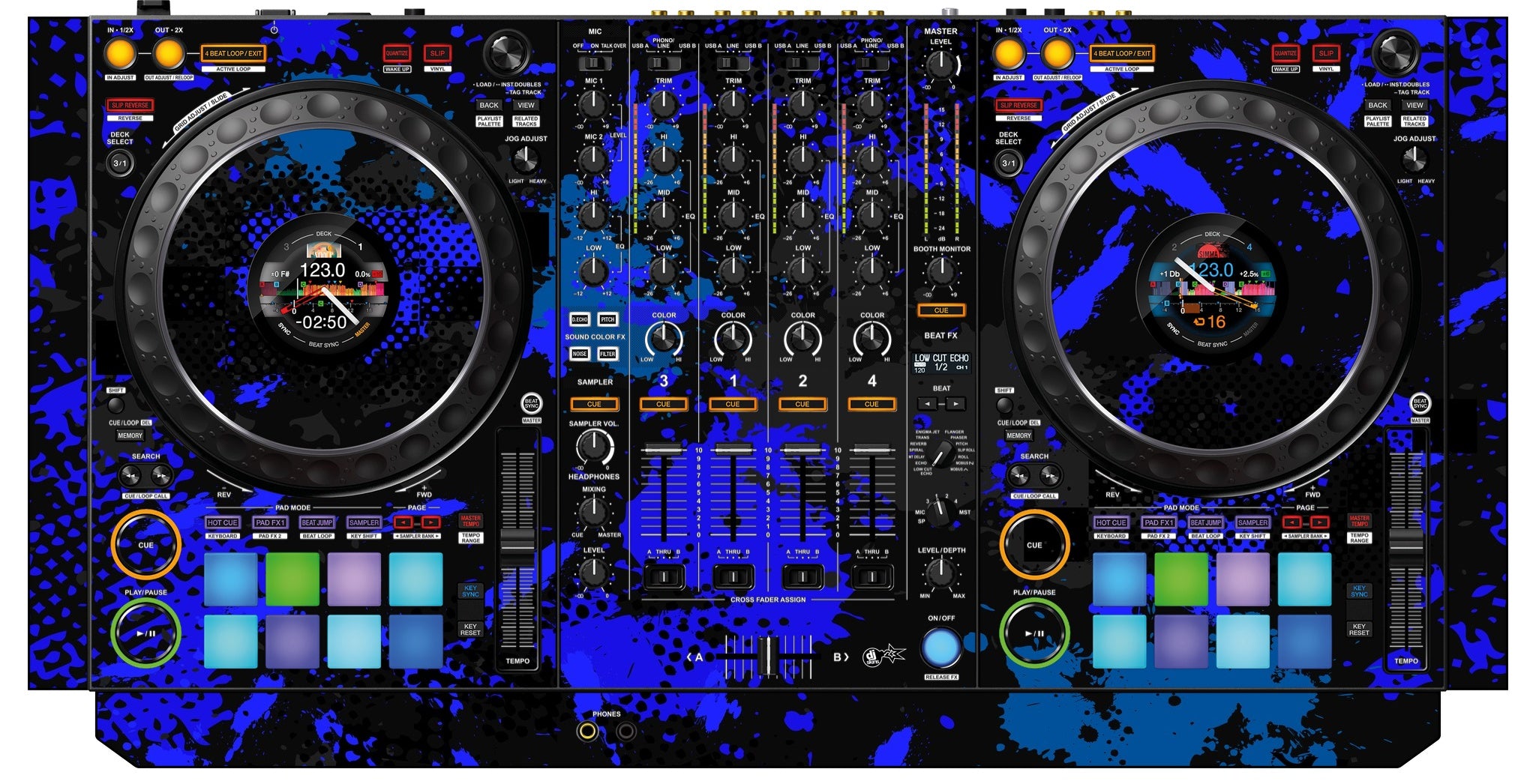 Pioneer DJ DDJ 1000 Skin Conflict Blue