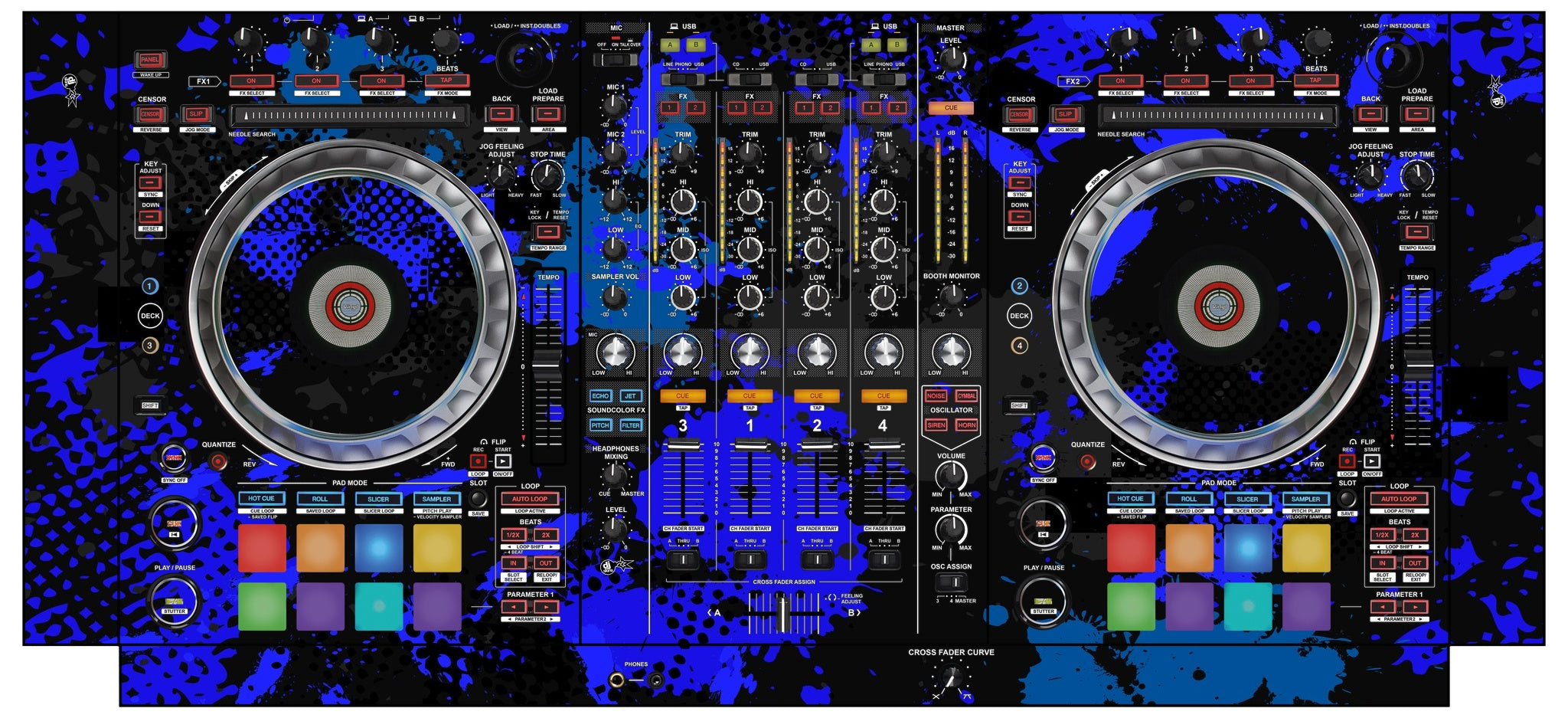 Pioneer DJ DDJ SZ 2 Skin Conflict Blue