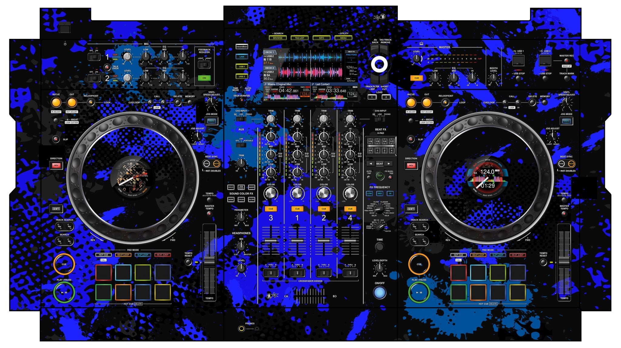 Pioneer DJ XDJ XZ Skin Conflict Blue