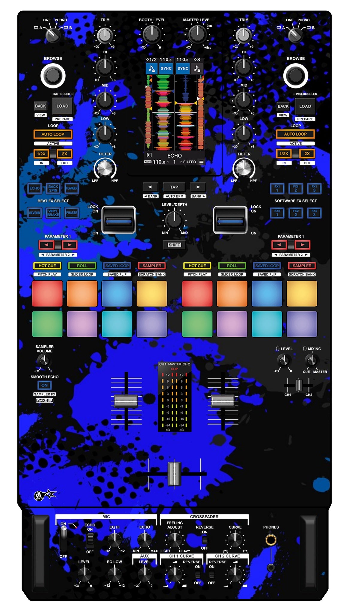 Pioneer DJ DJM S11 Skin Conflict Blue