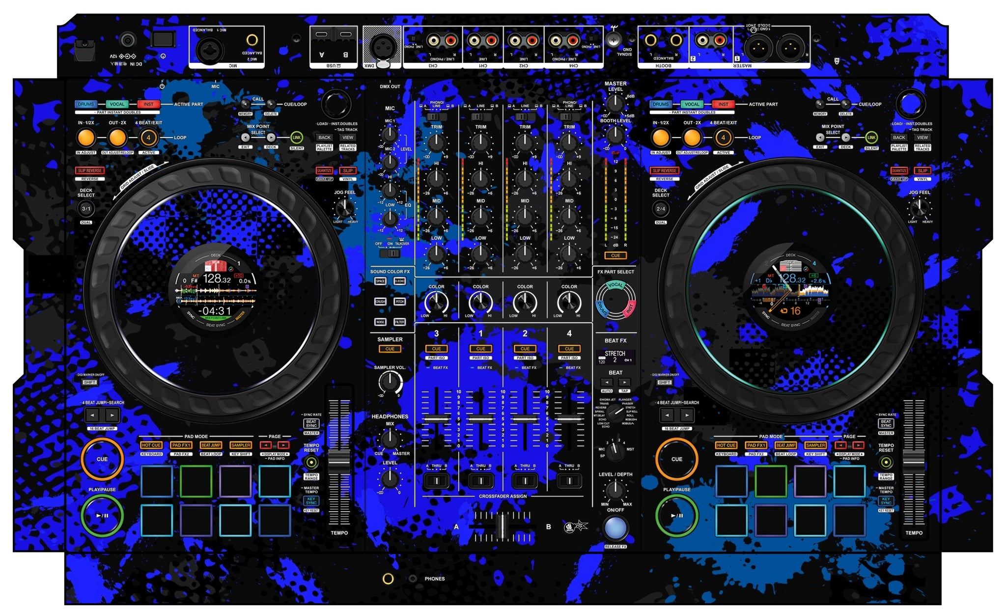 Pioneer DJ DDJ FLX10 Skin Conflict Blue