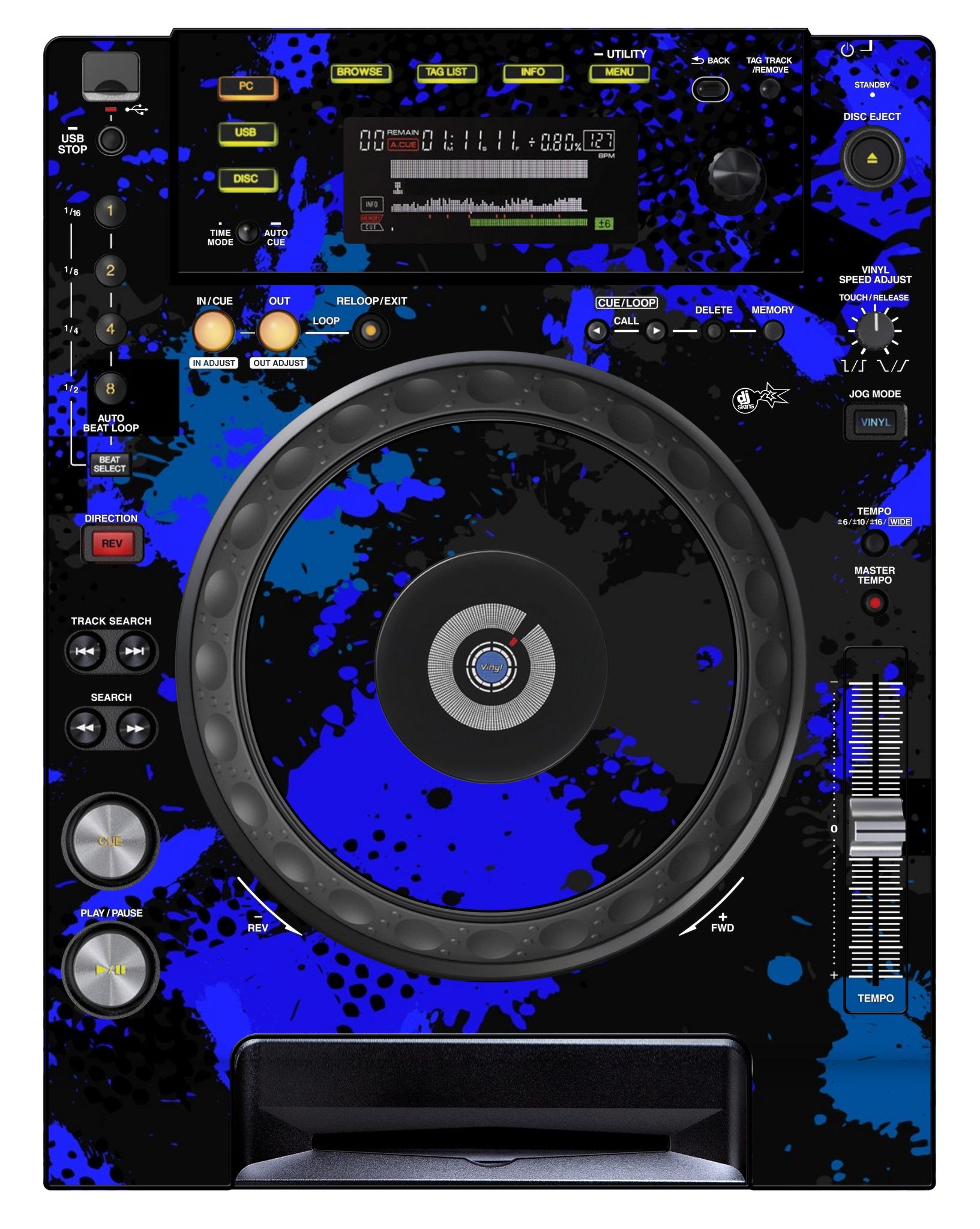 Pioneer DJ CDJ 850 Skin Conflict Blue